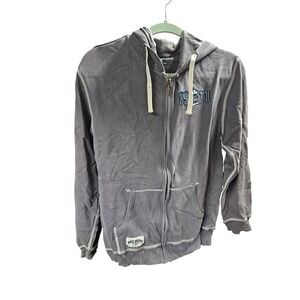 Gray Full Zip Hoodie‎ 1971 Embroidered Pocket Everyday Casual Layering